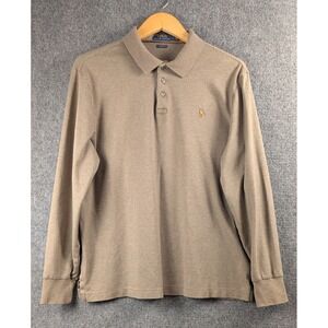 Polo Ralph Lauren Long Sleeve Polo Shirt Mens L Brown Classic Pony Logo Cotton